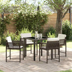 Garden Dining Set 5 pcs Brown Poly Rattan