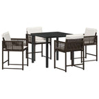Garden Dining Set 5 pcs Brown Poly Rattan