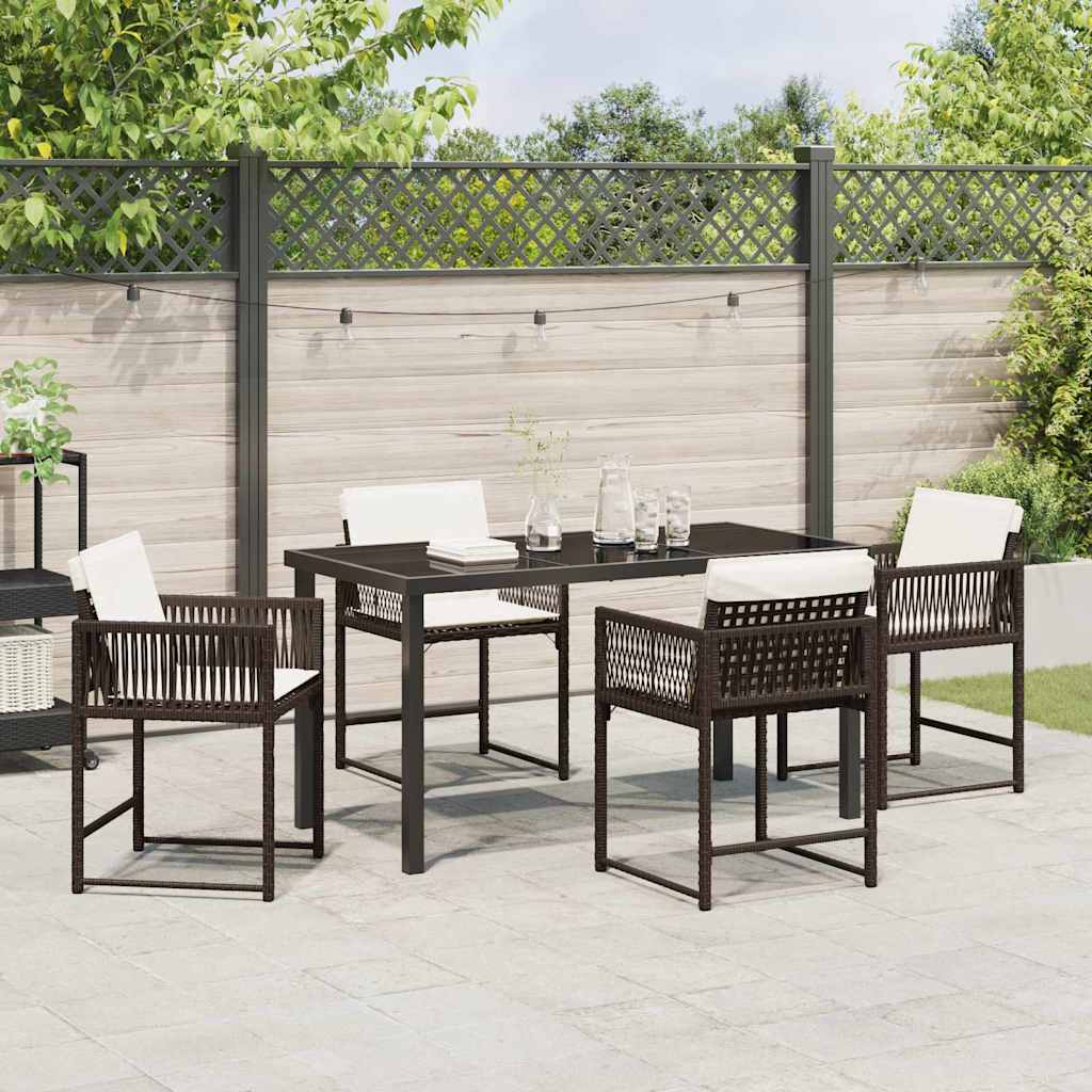 Garden Dining Set 5 pcs Brown Poly Rattan