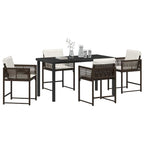 Garden Dining Set 5 pcs Brown Poly Rattan