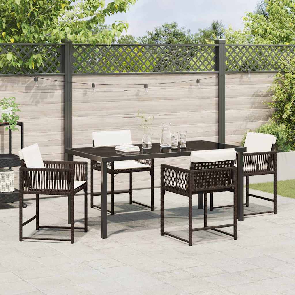 Garden Dining Set 5 pcs Brown Poly Rattan