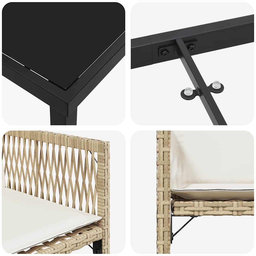 Garden Dining Set 5 pcs Beige Poly Rattan