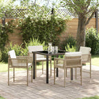 Garden Dining Set 5 pcs Beige Poly Rattan