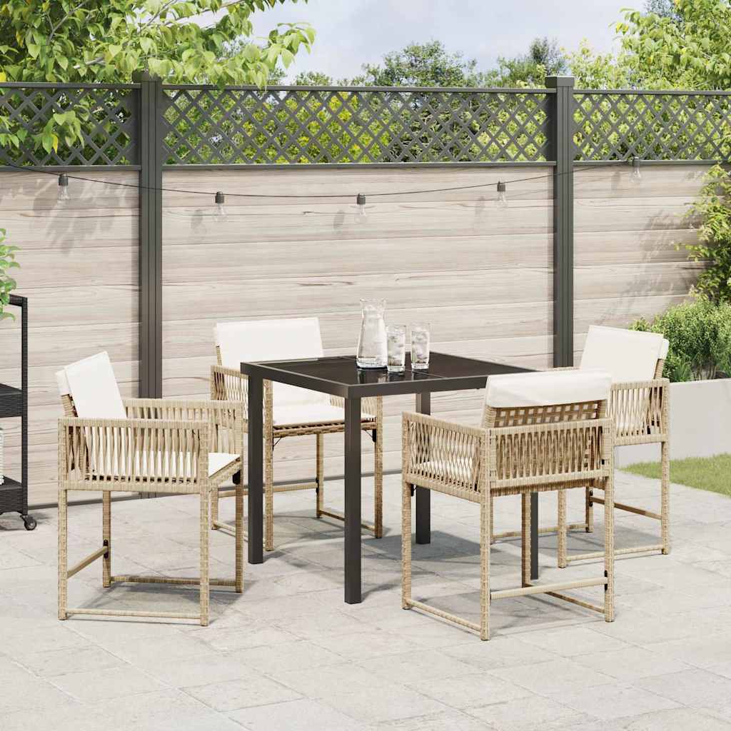 Garden Dining Set 5 pcs Beige Poly Rattan