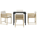 Garden Dining Set 5 pcs Beige Poly Rattan