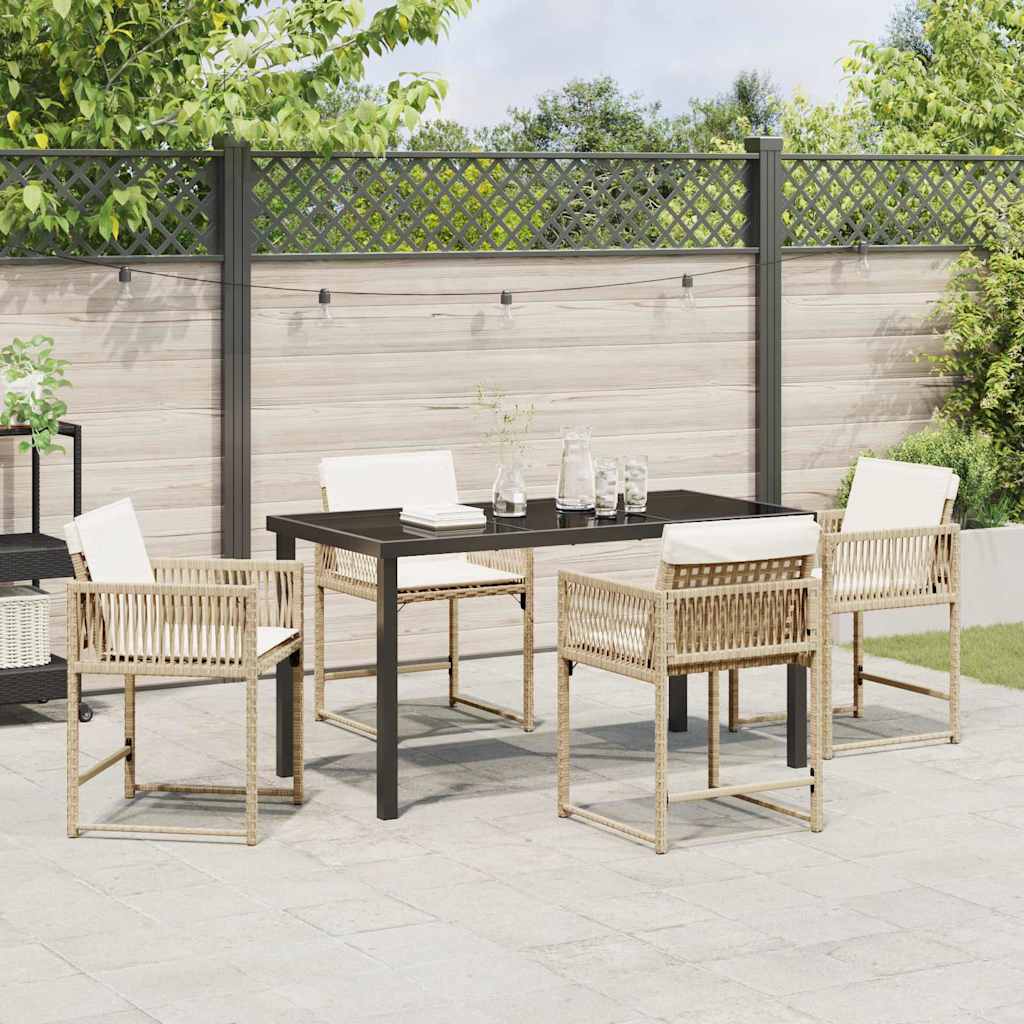 Garden Dining Set 5 pcs Beige Poly Rattan