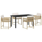 Garden Dining Set 5 pcs Beige Poly Rattan