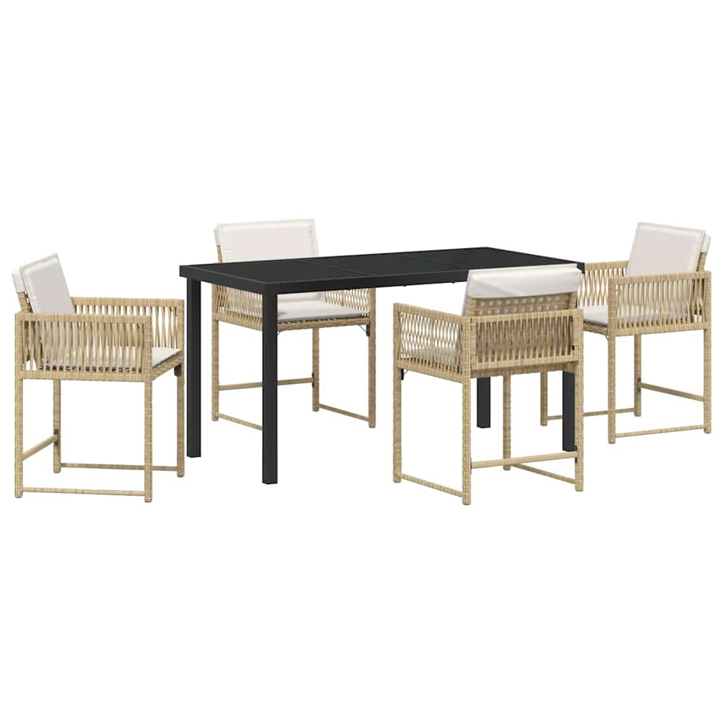 Garden Dining Set 5 pcs Beige Poly Rattan