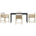 Garden Dining Set 5 pcs Beige Poly Rattan