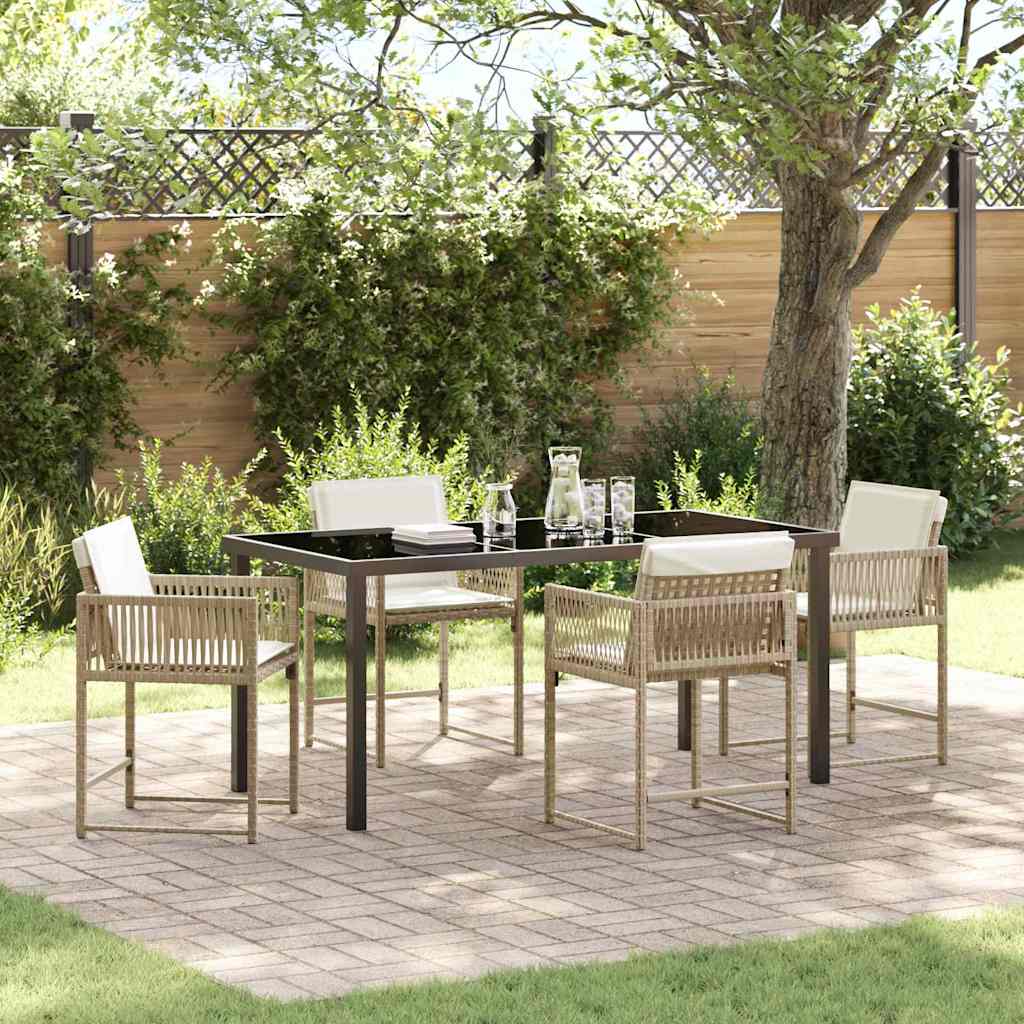 Garden Dining Set 5 pcs Beige Poly Rattan
