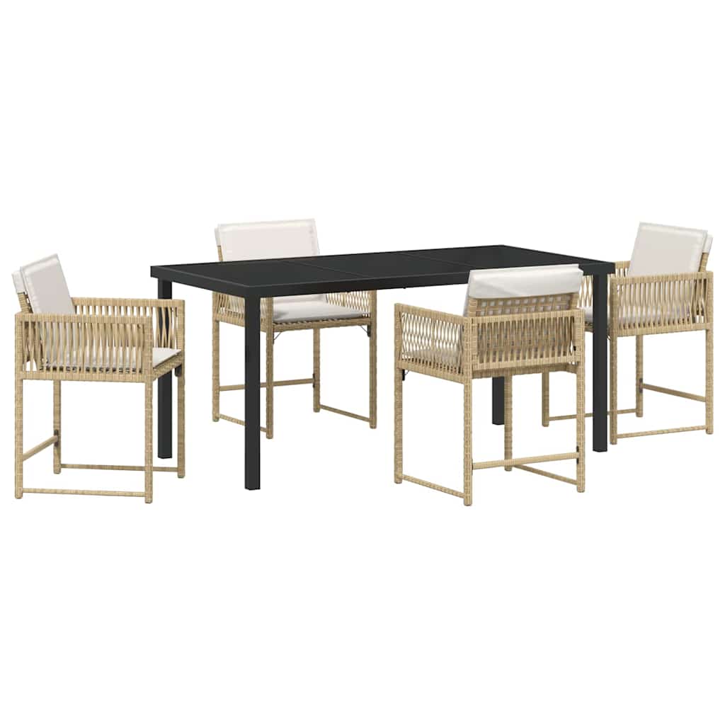 Garden Dining Set 5 pcs Beige Poly Rattan