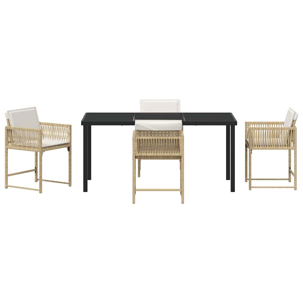 Garden Dining Set 5 pcs Beige Poly Rattan