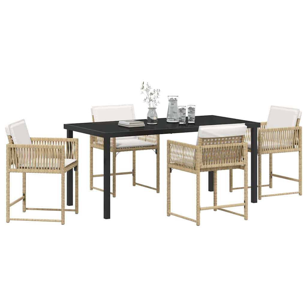 Garden Dining Set 5 pcs Beige Poly Rattan
