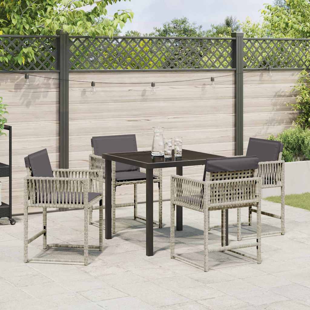 Garden Dining Set 5 pcs Light Grey Poly Rattan