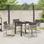 Garden Dining Set 5 pcs Light Grey Poly Rattan