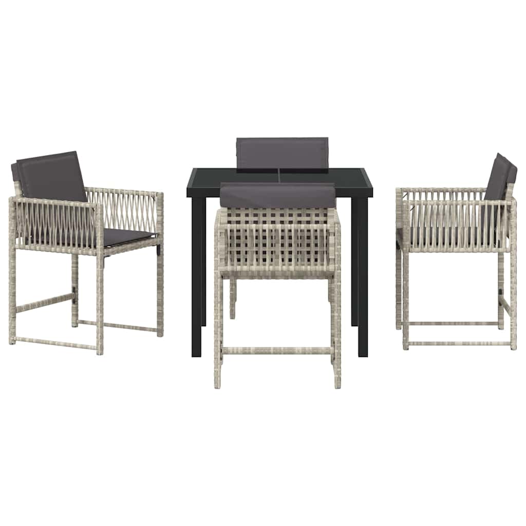 Garden Dining Set 5 pcs Light Grey Poly Rattan