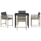 Garden Dining Set 5 pcs Light Grey Poly Rattan