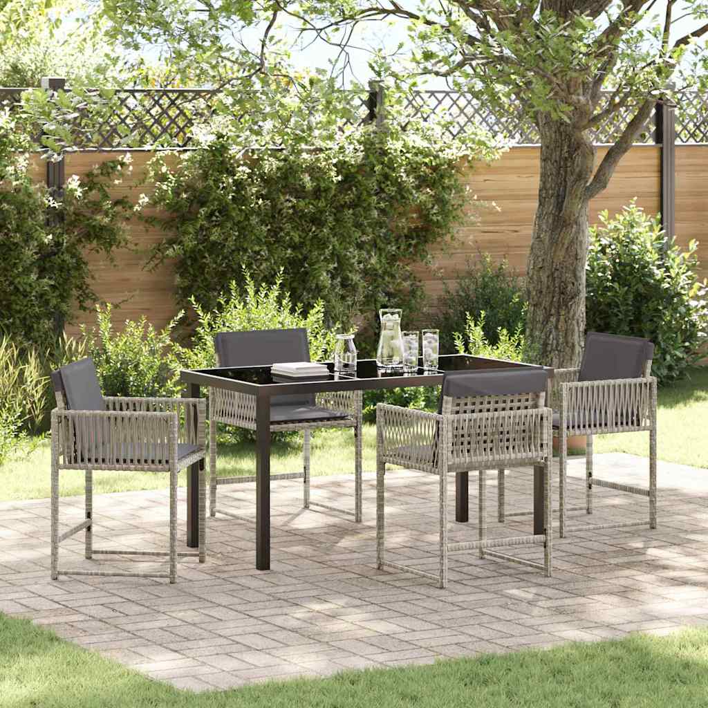 Garden Dining Set 5 pcs Light Grey Poly Rattan