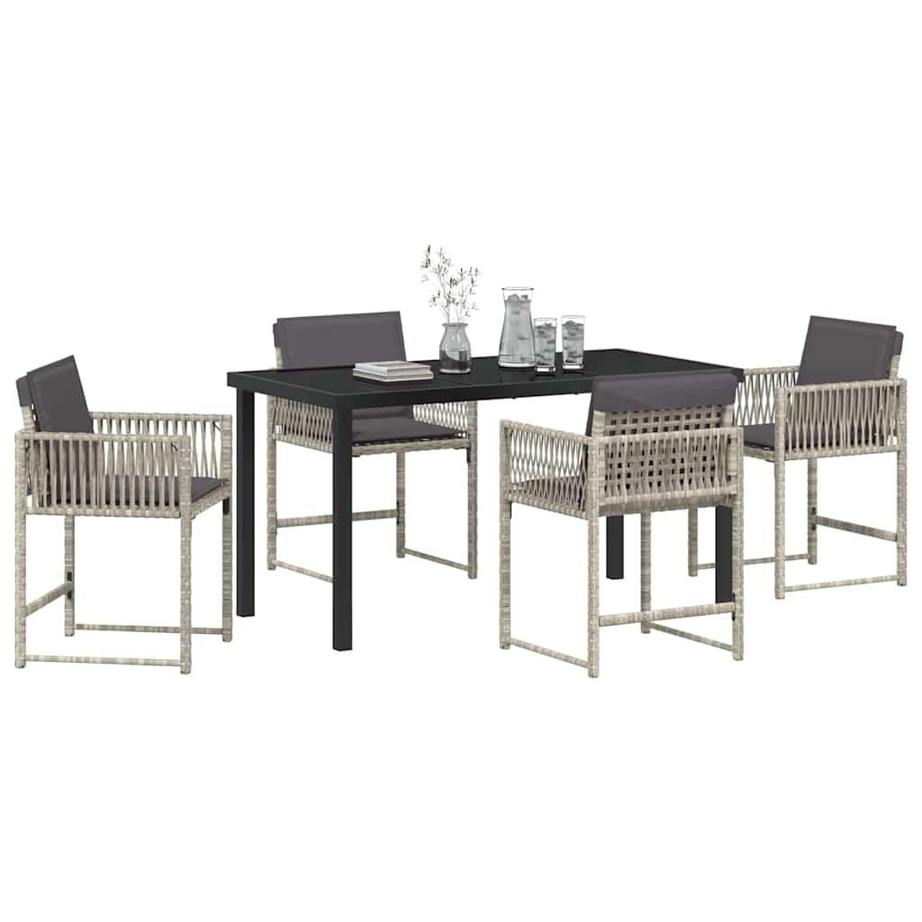 Garden Dining Set 5 pcs Light Grey Poly Rattan