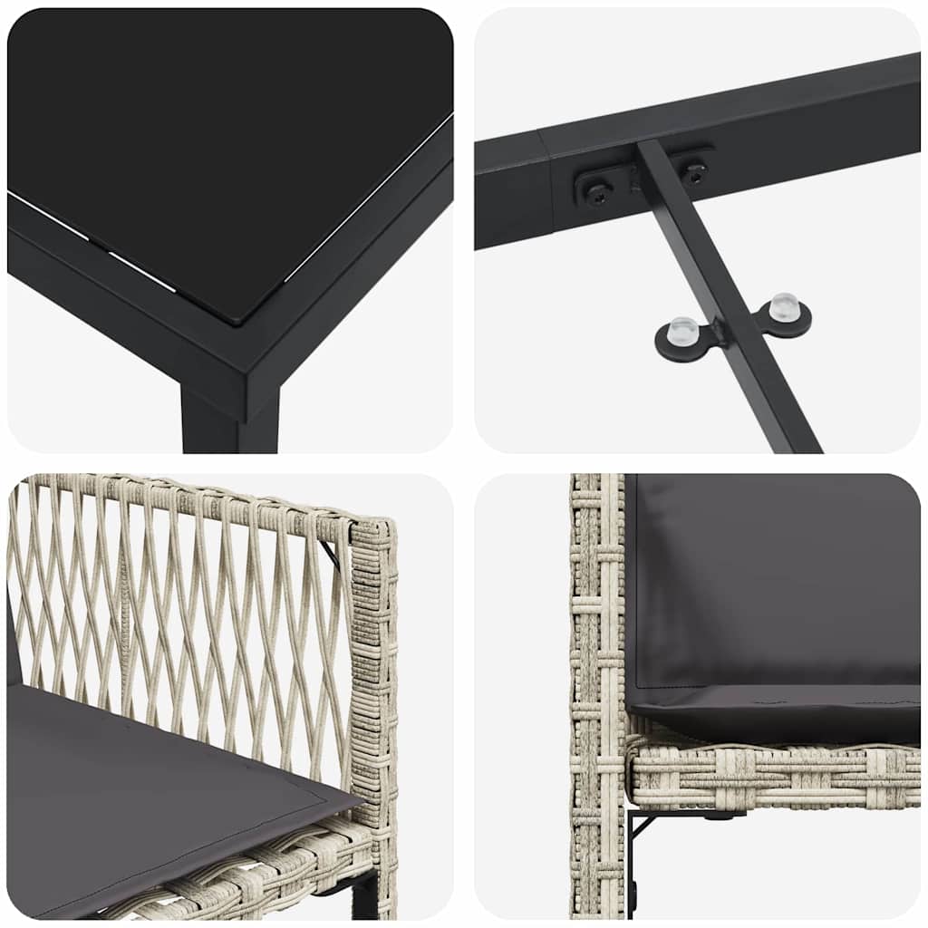 Garden Dining Set 5 pcs Light Grey Poly Rattan