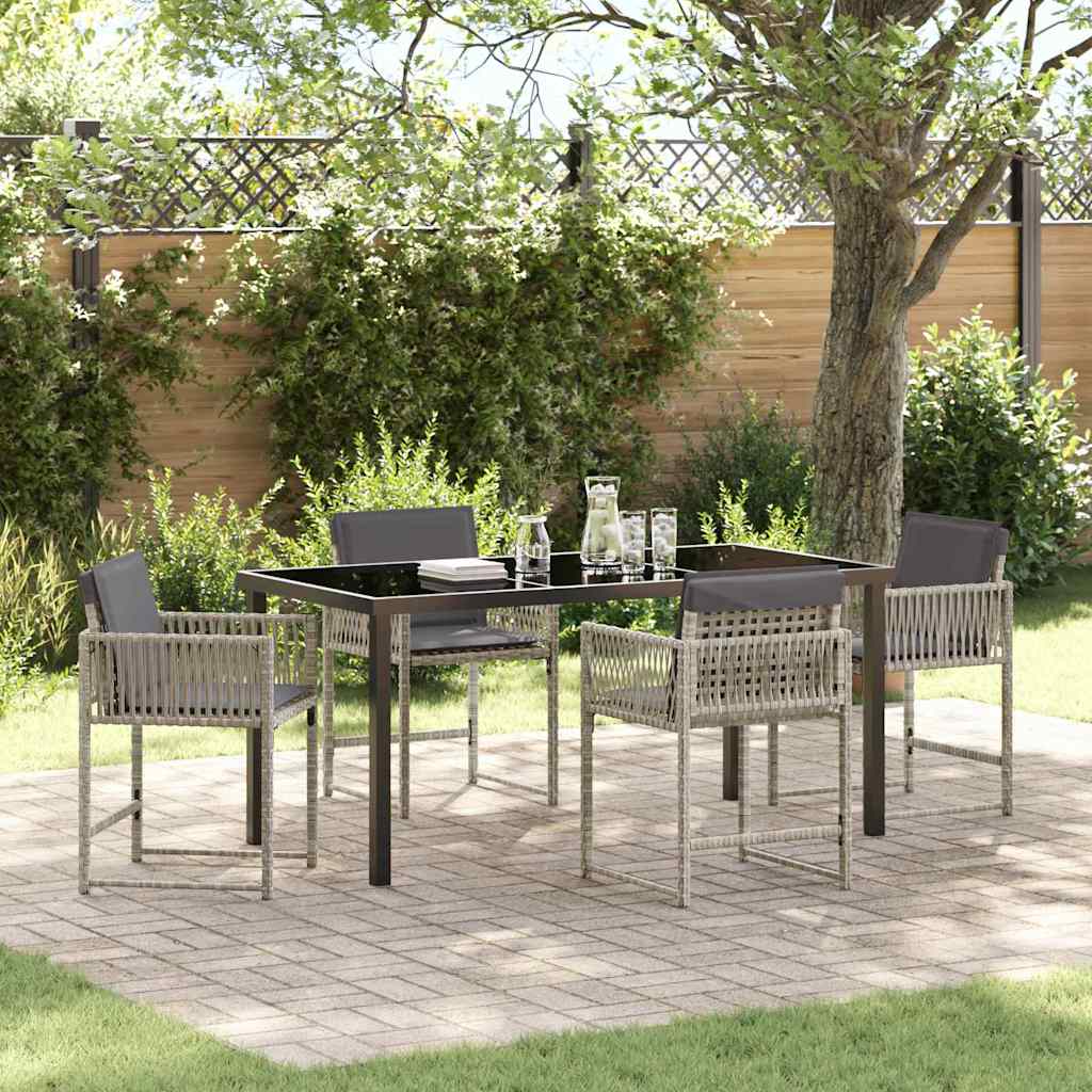 Garden Dining Set 5 pcs Light Grey Poly Rattan