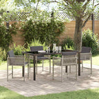 Garden Dining Set 5 pcs Light Grey Poly Rattan