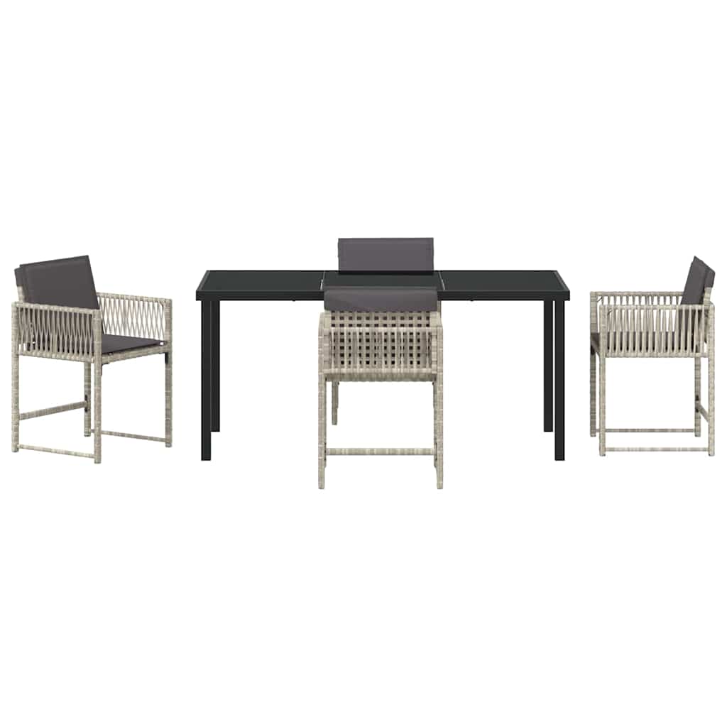 Garden Dining Set 5 pcs Light Grey Poly Rattan