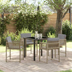 Garden Dining Set 5 pcs Beige Poly Rattan