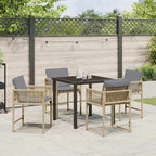 Garden Dining Set 5 pcs Beige Poly Rattan