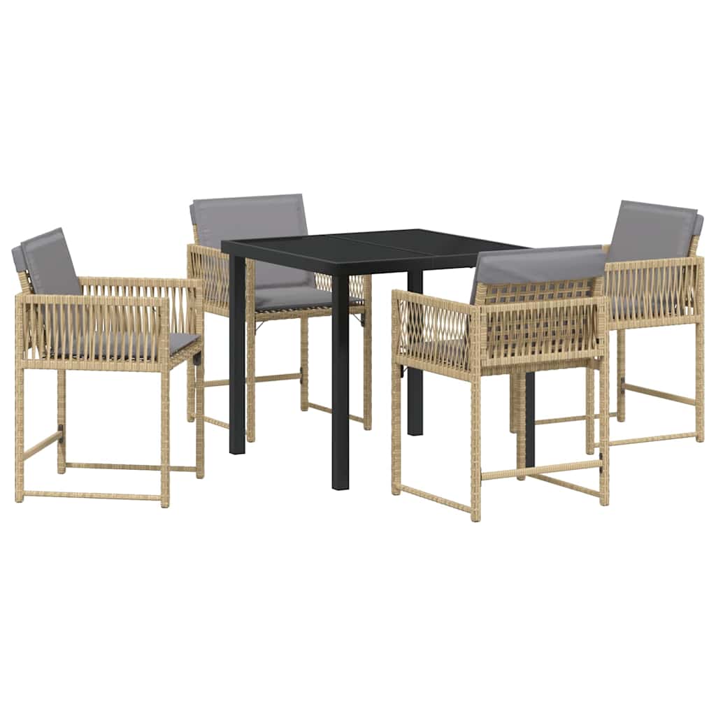 Garden Dining Set 5 pcs Beige Poly Rattan