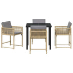 Garden Dining Set 5 pcs Beige Poly Rattan