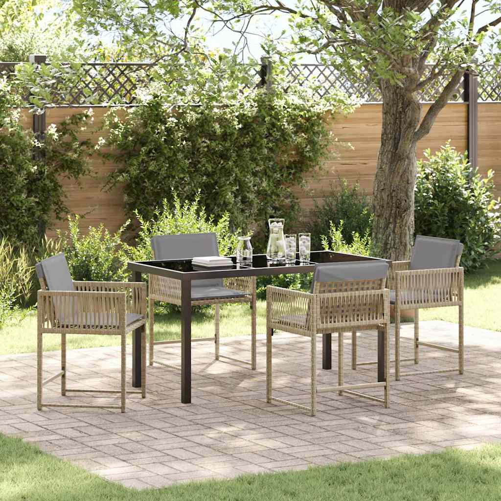 Garden Dining Set 5 pcs Beige Poly Rattan