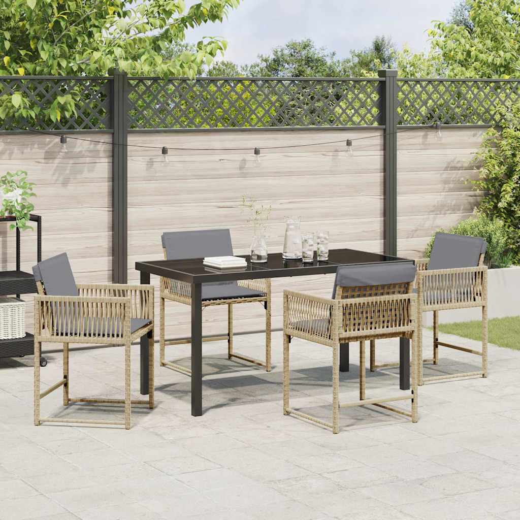 Garden Dining Set 5 pcs Beige Poly Rattan