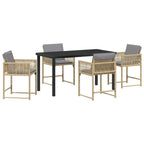 Garden Dining Set 5 pcs Beige Poly Rattan