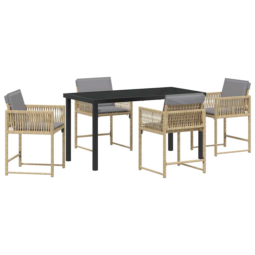Garden Dining Set 5 pcs Beige Poly Rattan