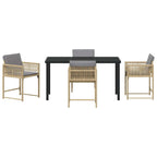 Garden Dining Set 5 pcs Beige Poly Rattan