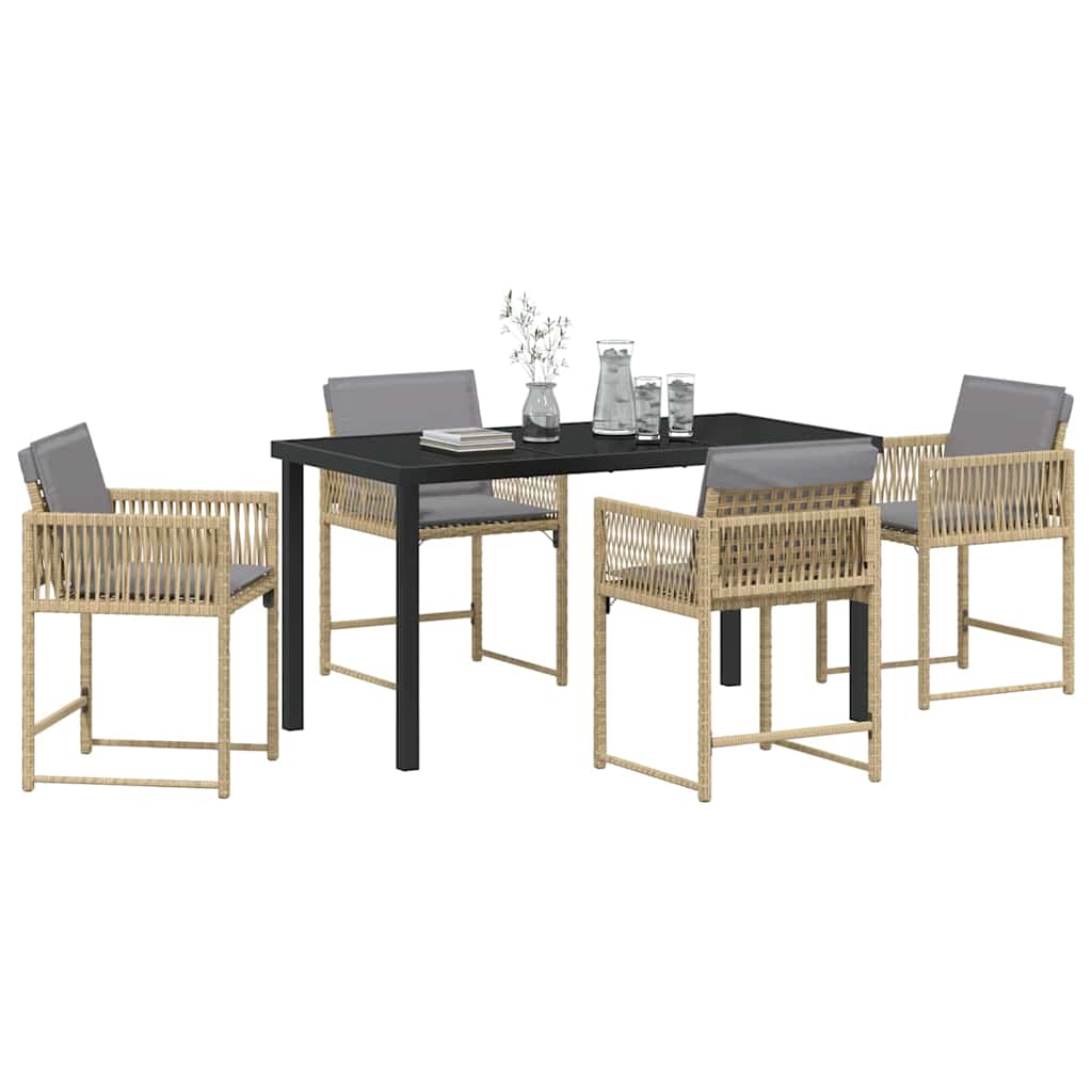 Garden Dining Set 5 pcs Beige Poly Rattan