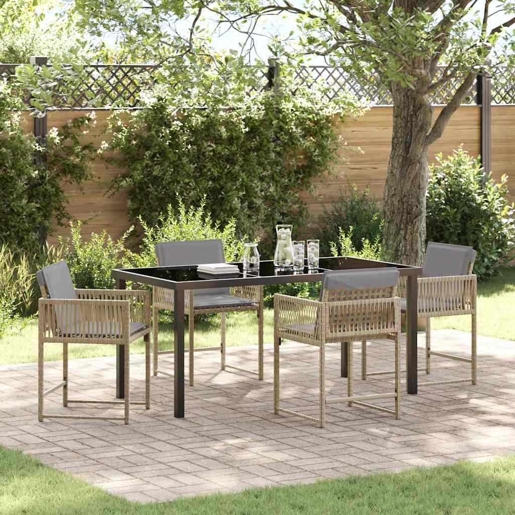 Garden Dining Set 5 pcs Beige Poly Rattan