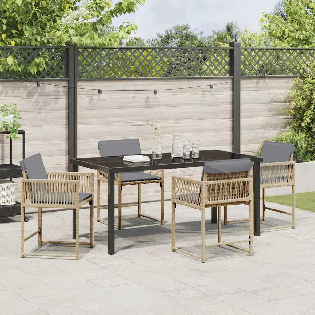 Garden Dining Set 5 pcs Beige Poly Rattan