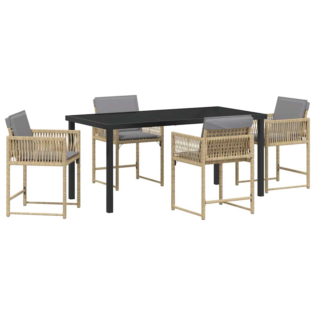 Garden Dining Set 5 pcs Beige Poly Rattan
