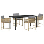 Garden Dining Set 5 pcs Beige Poly Rattan