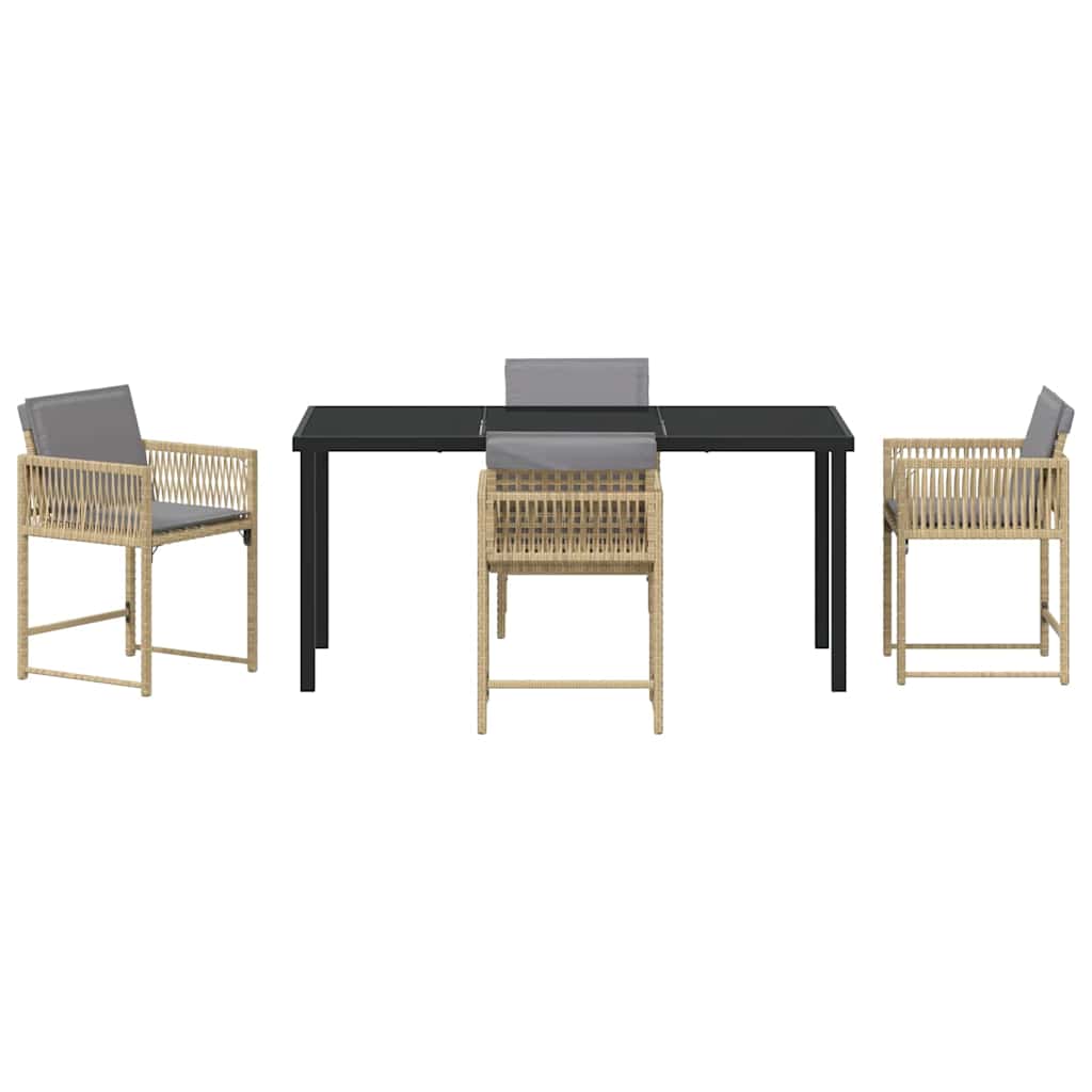 Garden Dining Set 5 pcs Beige Poly Rattan