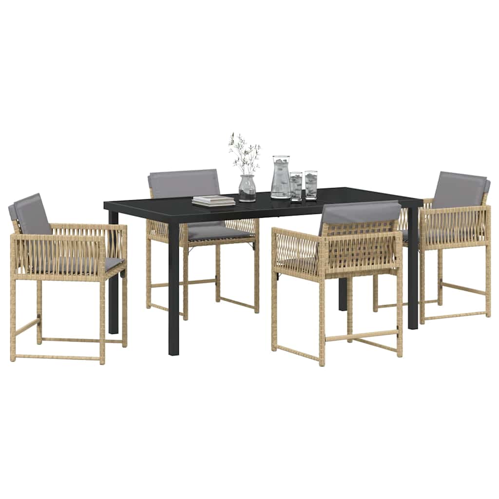 Garden Dining Set 5 pcs Beige Poly Rattan