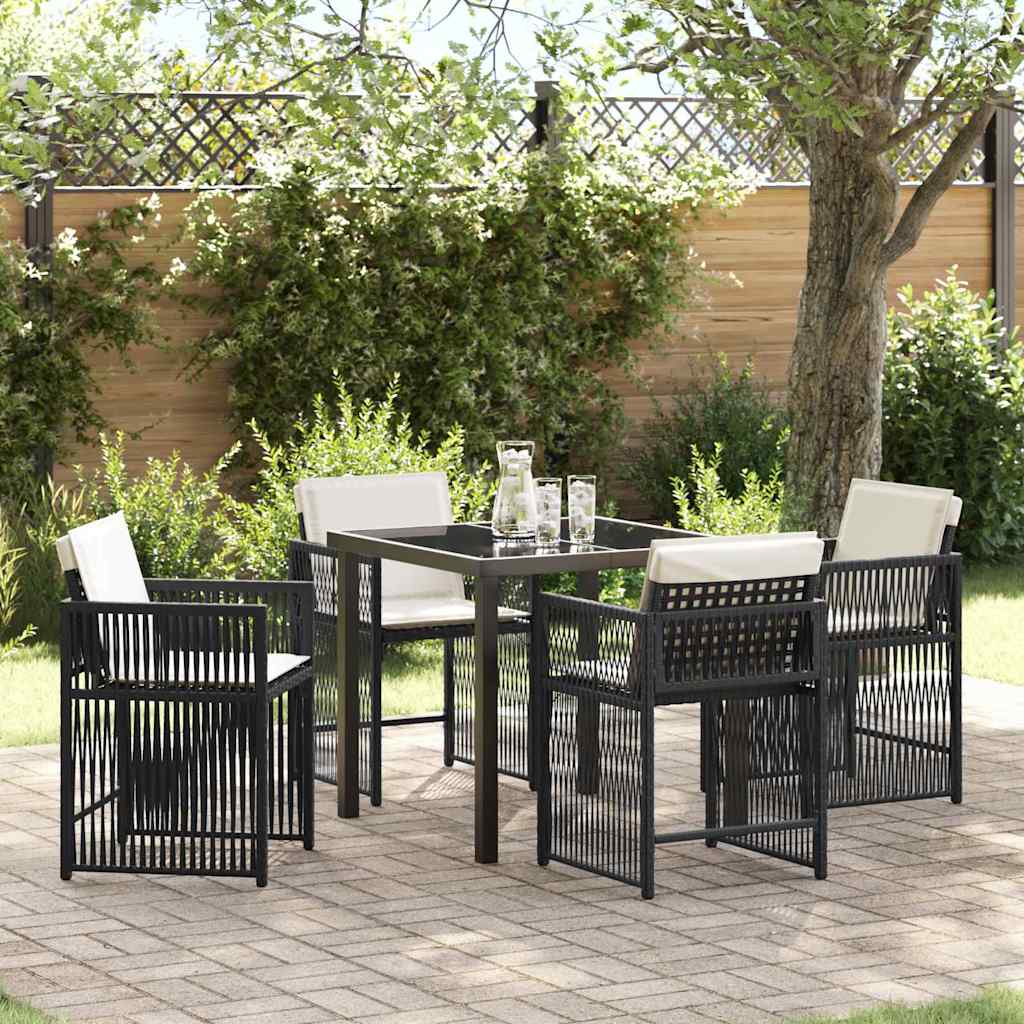 Garden Dining Set 5 pcs Black Poly Rattan