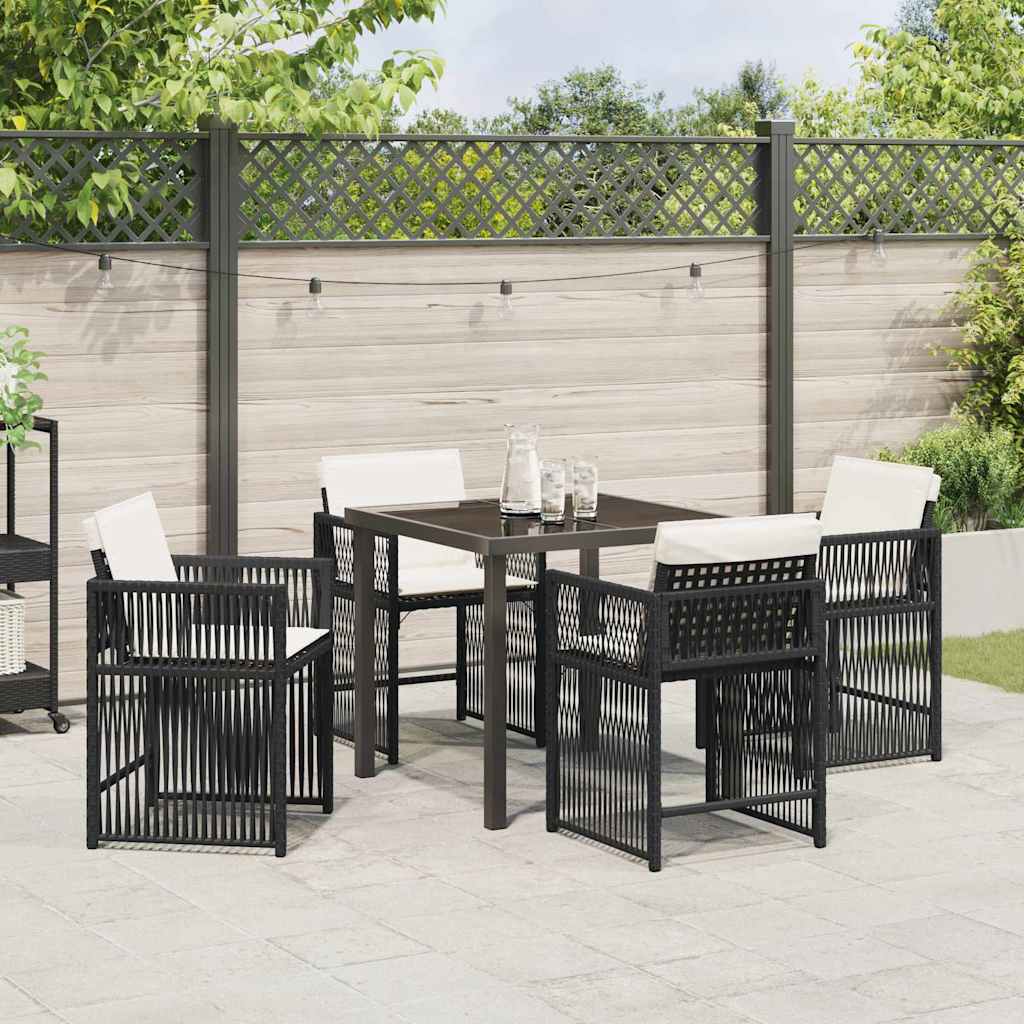 Garden Dining Set 5 pcs Black Poly Rattan