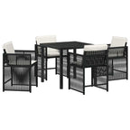 Garden Dining Set 5 pcs Black Poly Rattan