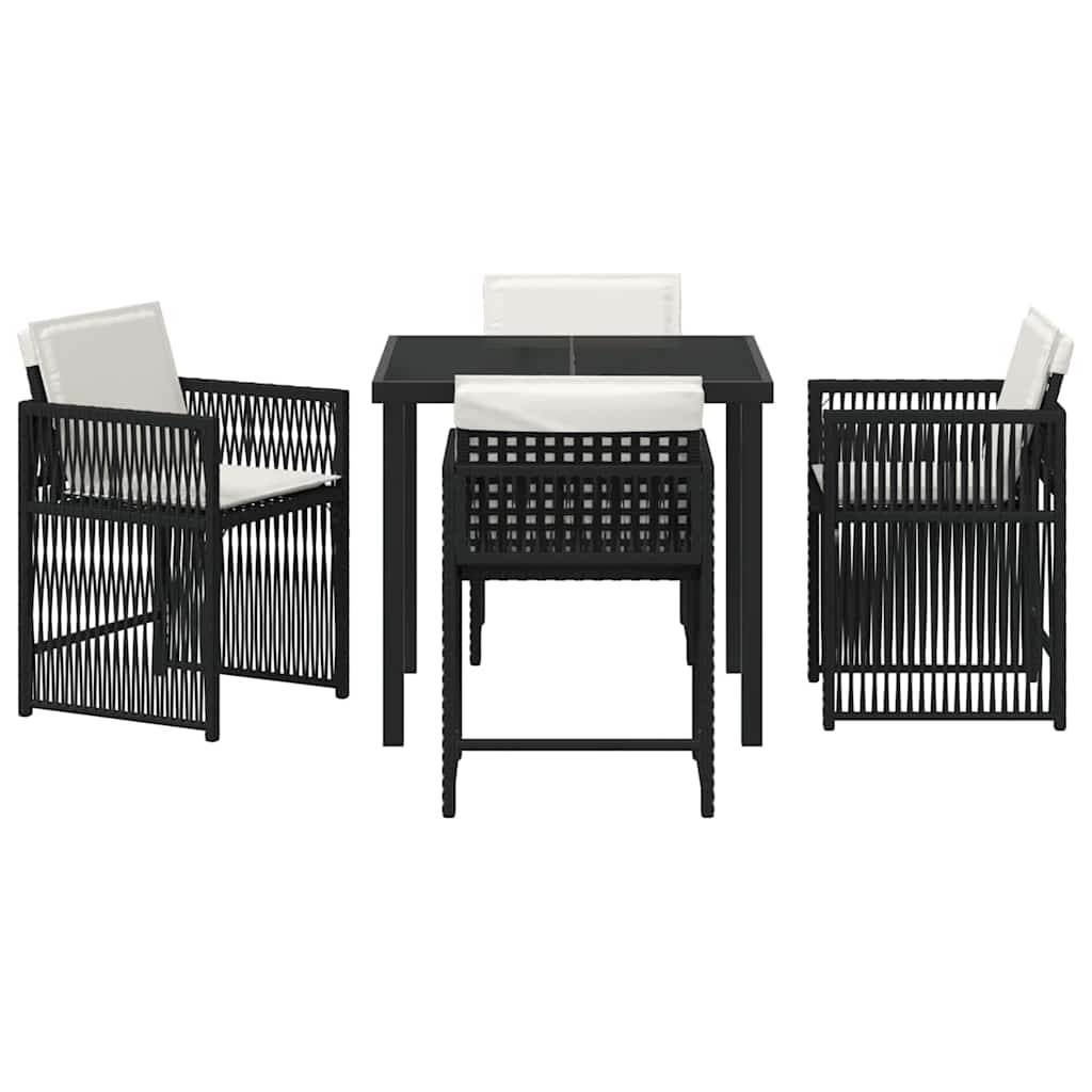 Garden Dining Set 5 pcs Black Poly Rattan
