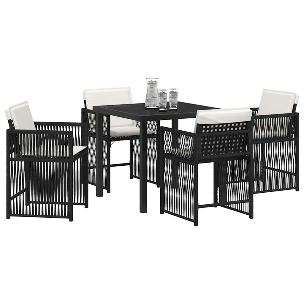 Garden Dining Set 5 pcs Black Poly Rattan