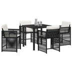 Garden Dining Set 5 pcs Black Poly Rattan