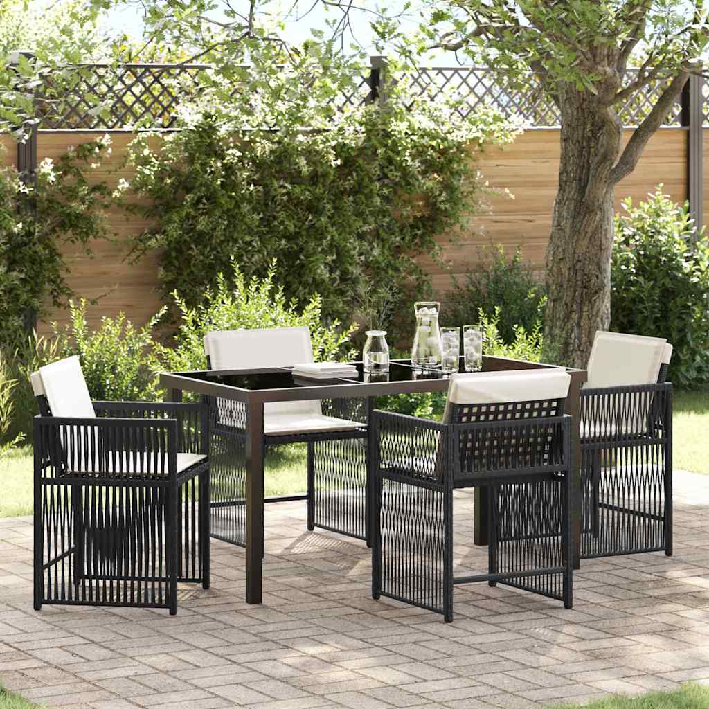 Garden Dining Set 5 pcs Black Poly Rattan
